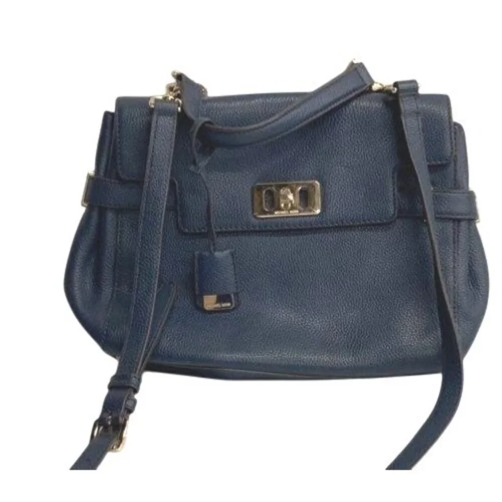 Michael Kors Karson Navy‎ Blue Pebbled Leather Purse